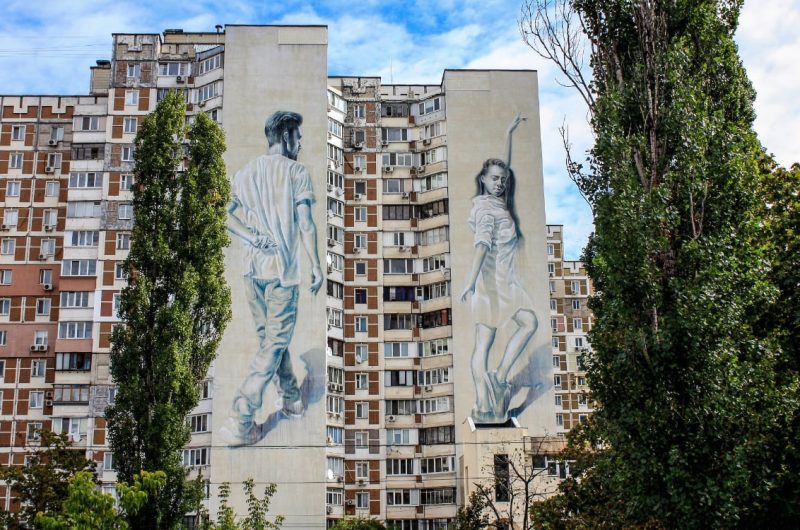 Двойной мурал на проспекте Героев Сталинграда, 60 в Киеве